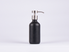 Schwarzglasflasche 250ml, mit Dispenser Edelstahl